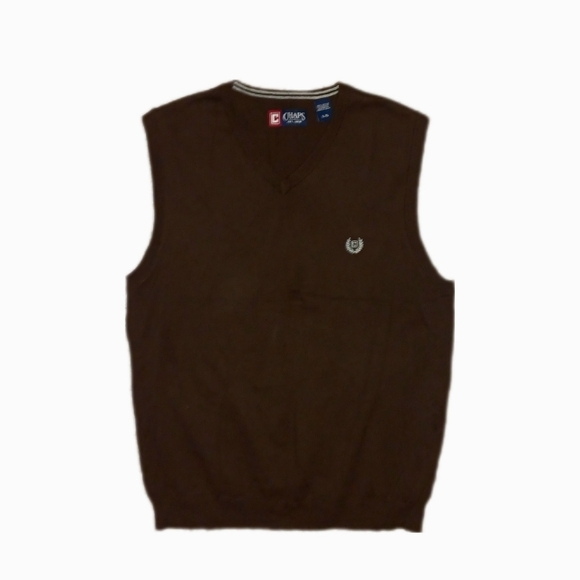Chaps Dark Brown Vneck Sweater Vest - Picture 2 of 4